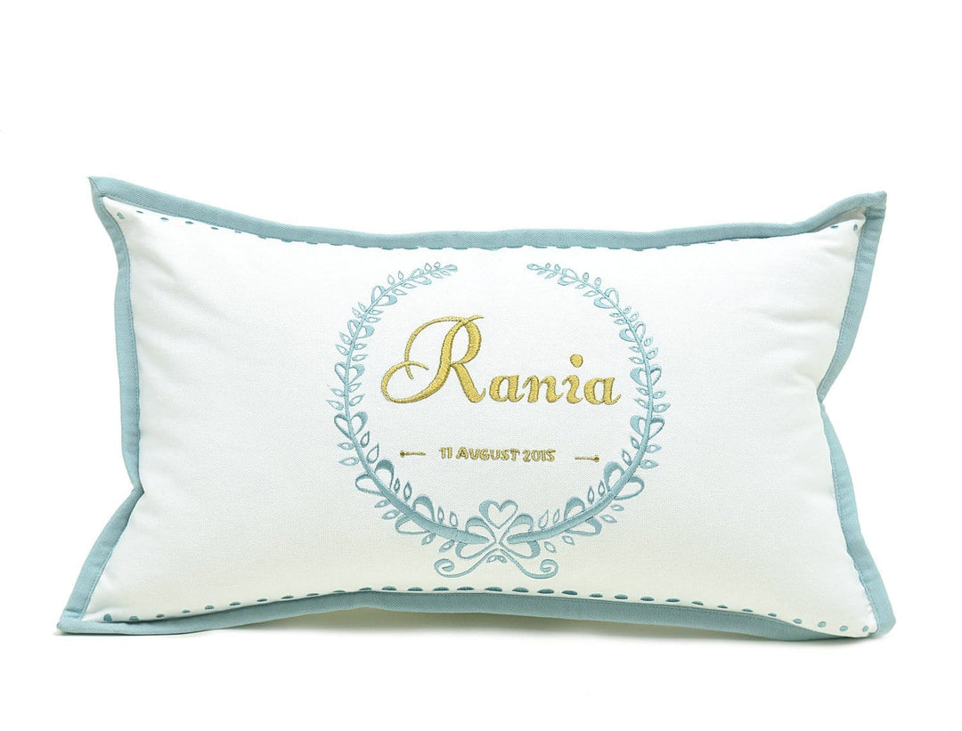 The Christen Cushion - Aqua *NEW* - Embroidered decorative cushion - Baby Jalebi